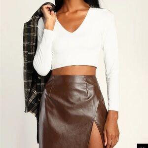 Lulus Walking the Walk Dark Brown Vegan Leather Mini Skirt